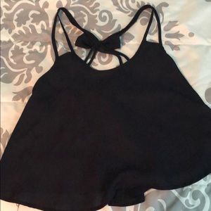 Black loose fitted cropped shirt